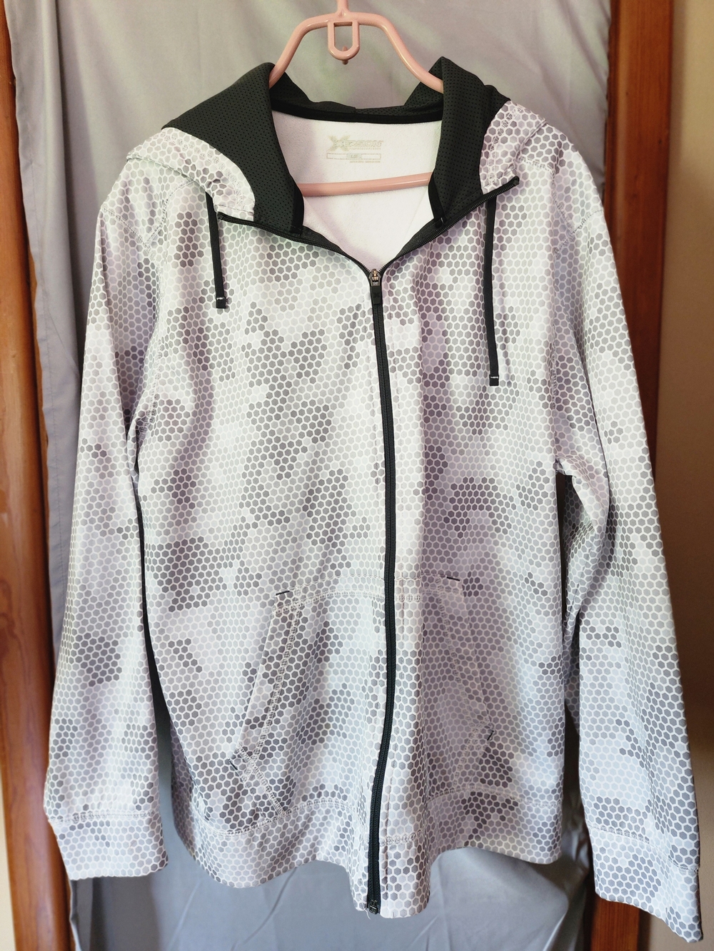 Xersion Performance Wear Gray Honeycomb Full Zip Hoodie Jacket L/G